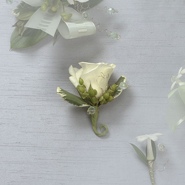 White Rose Boutonniere - $19.99 Flower Arrangements, Flower, Florist, Print-a-Bunch Ottawa - Orleans Florist, Great for a Birthday and Anniversary 