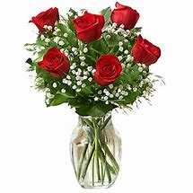 6 Rose in a vase Flower Arrangements, Flower, Florist, Print-a-Bunch Ottawa - Orleans Florist, Great for a Birthday and Anniversary 