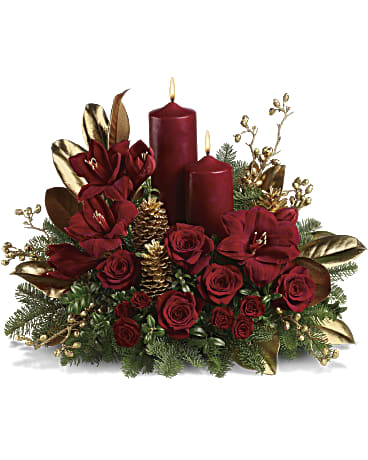 Candlelit Christmas Flower Arrangements, Flower, Florist, Print-a-Bunch Ottawa - Orleans Florist, Great for a Birthday and Anniversary 